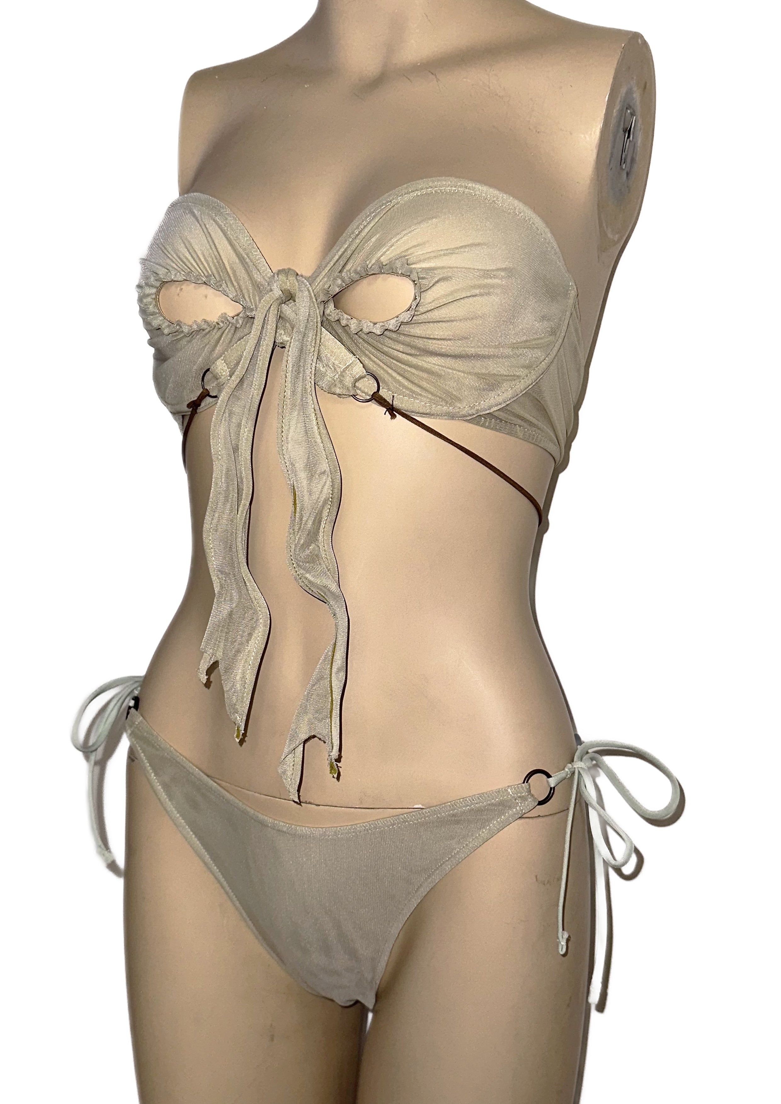 Mesh Bowkini Top and Bottom Set Mint