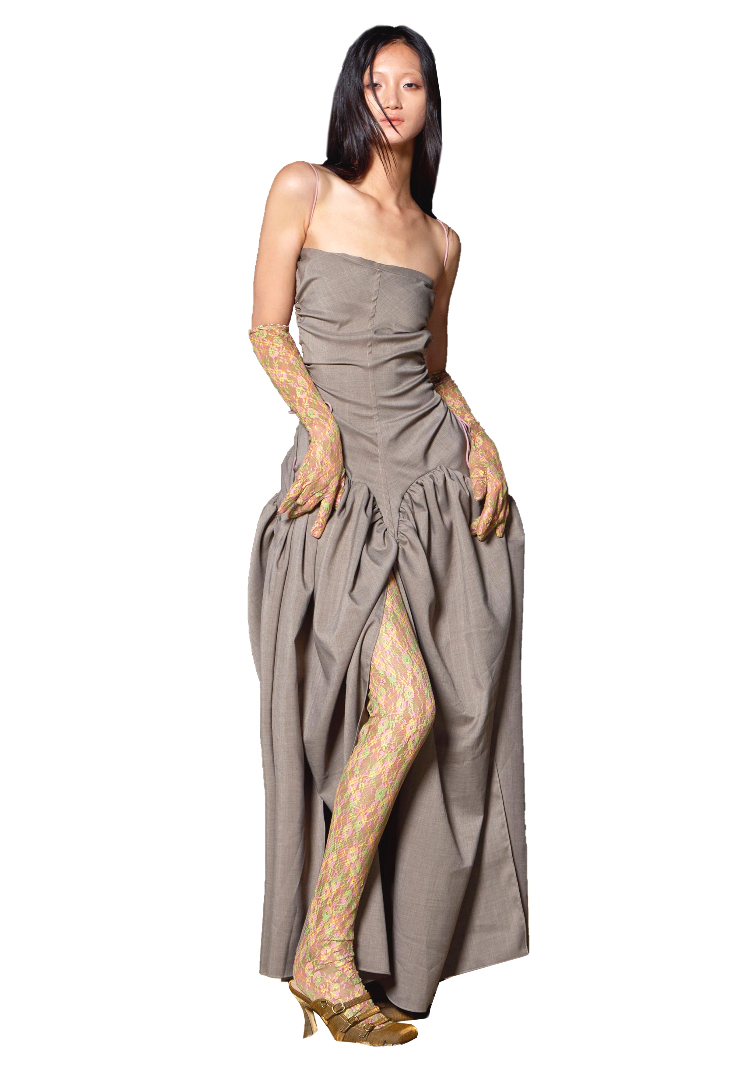 Open Back Cami Bubble Maxi Dress Office Grey Suiting Open Back Cami Bubble Maxi Dress Office Grey Suiting