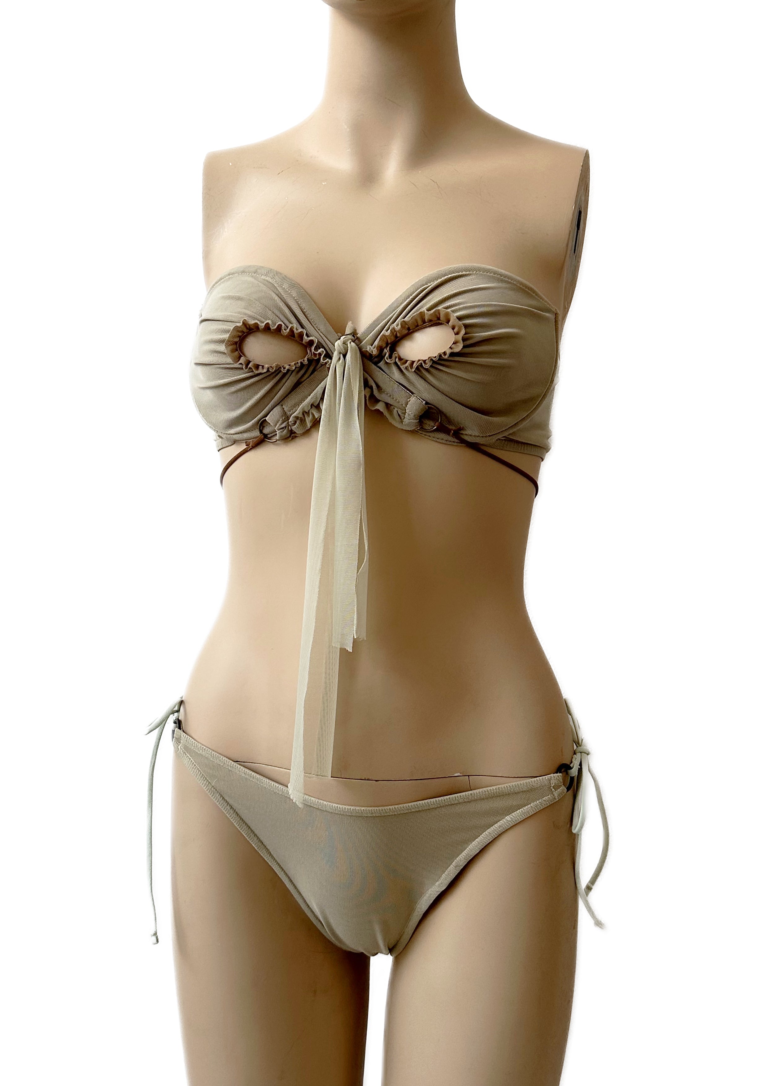 Mesh Bowkini Top and Bottom Set Mint
