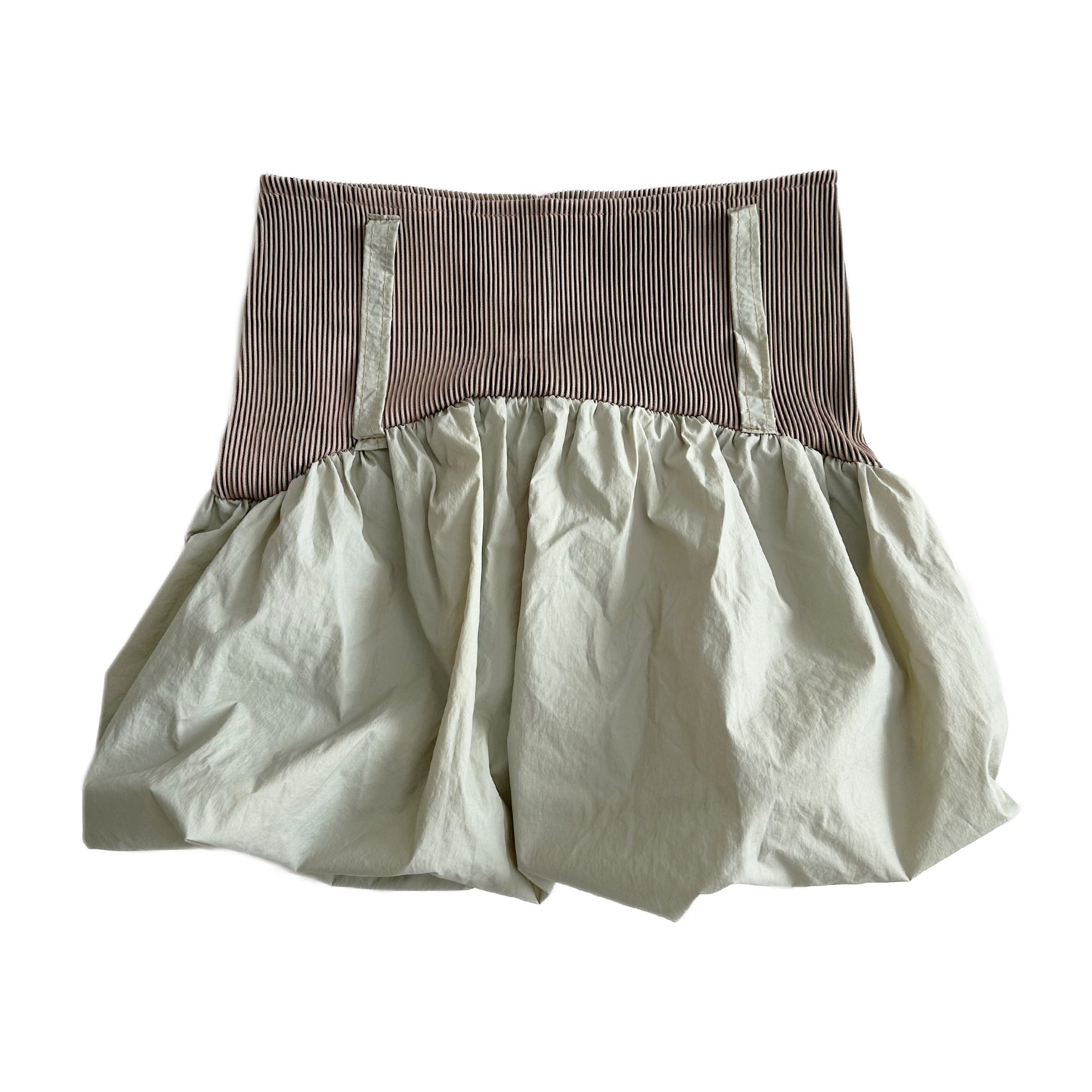Nylon Rib Band Mini Bubble Skirt Jade Beige – taottao