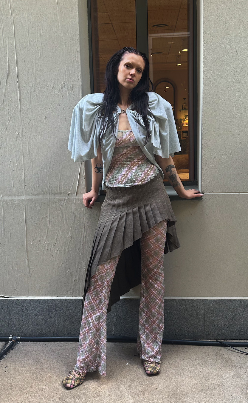 Cutout Football Bow Bolero Top with Shoulder Padding Grey Jersey