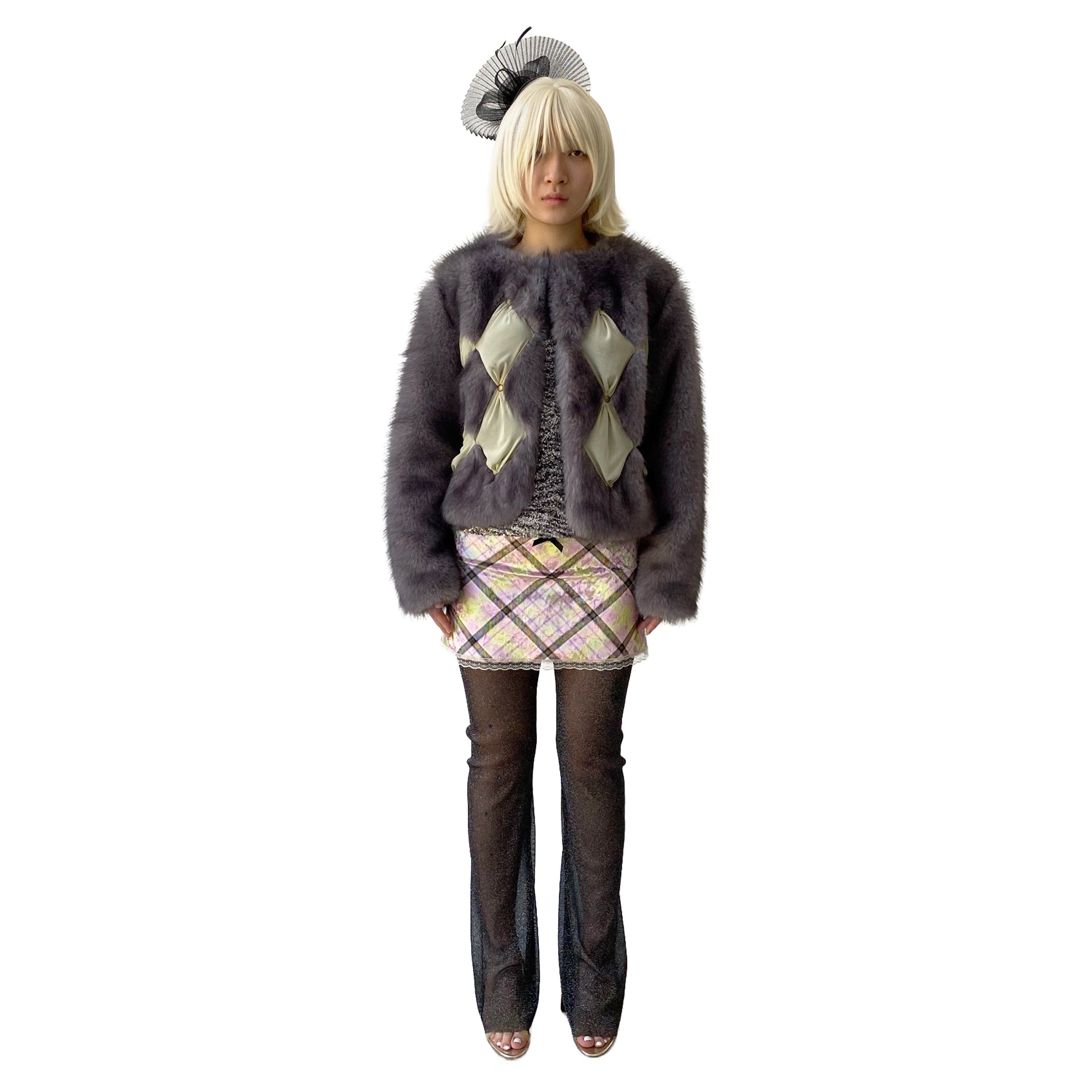 Lavender Faux Fur Diamond Patch Coat
