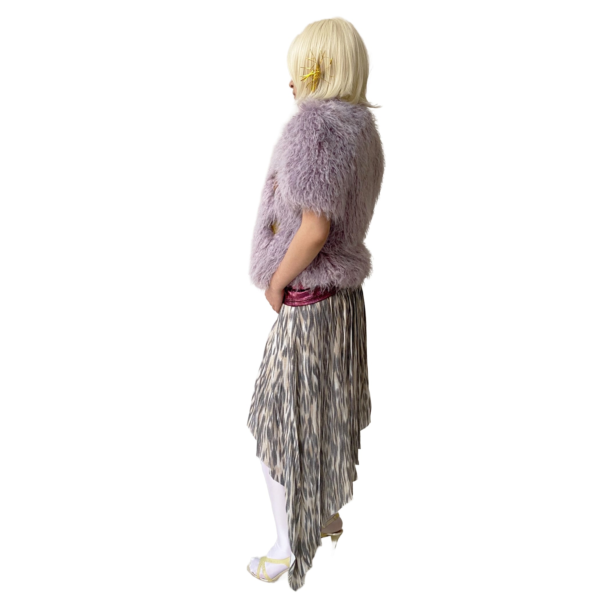 Lavender Faux Fur Patch Mini Coat