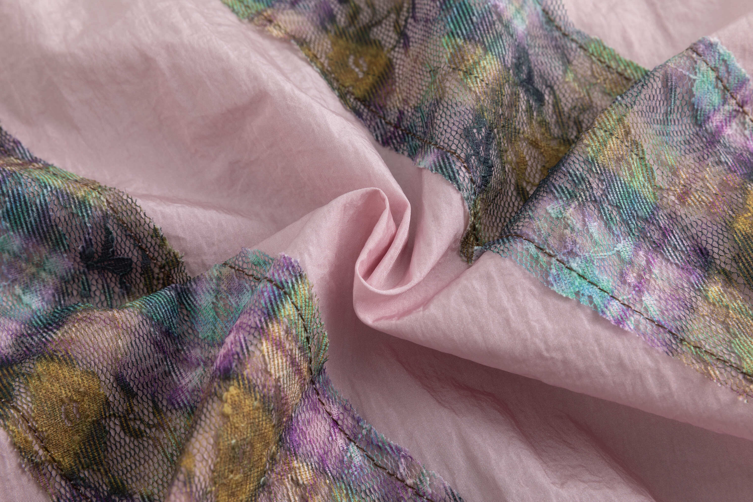 Kaleido Pink Taffeta Lace Layered Skirt