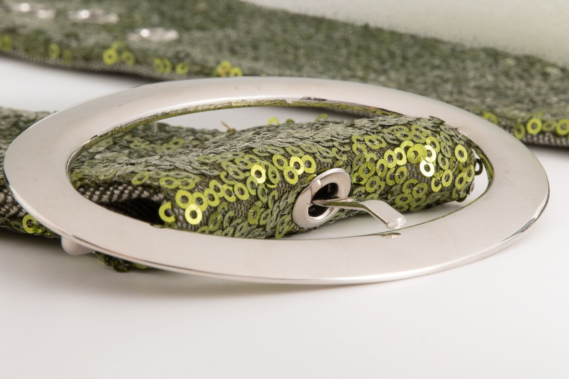 Green Sequin Wide Belt