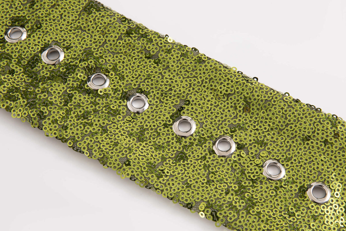 Green Sequin Wide Belt