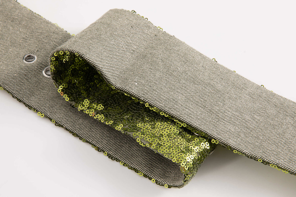 Green Sequin Wide Belt