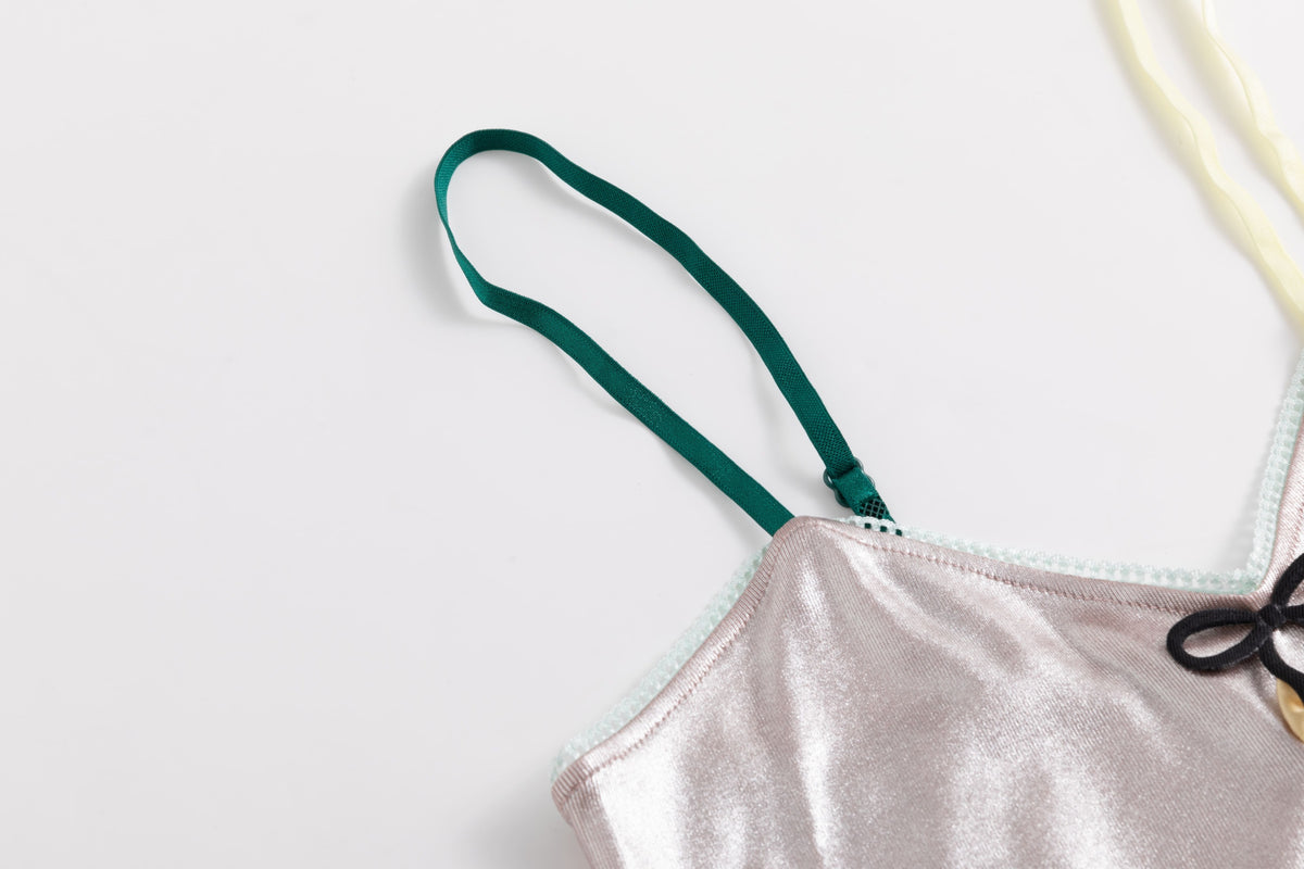 Pastel Pink Glossy Cami Top with Bows