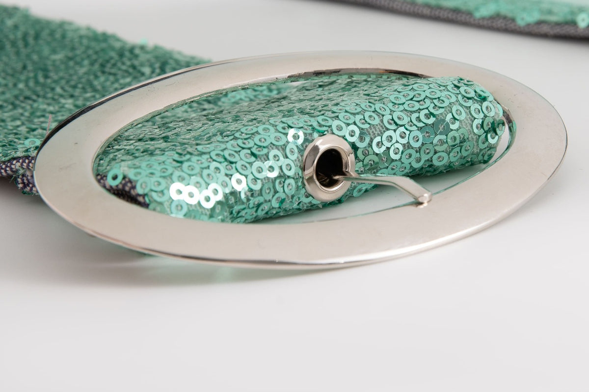 Blue Sequin Wide Belt