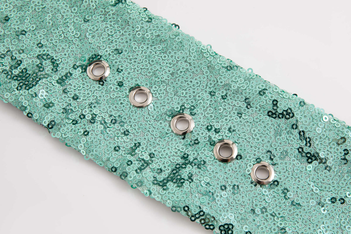 Blue Sequin Wide Belt