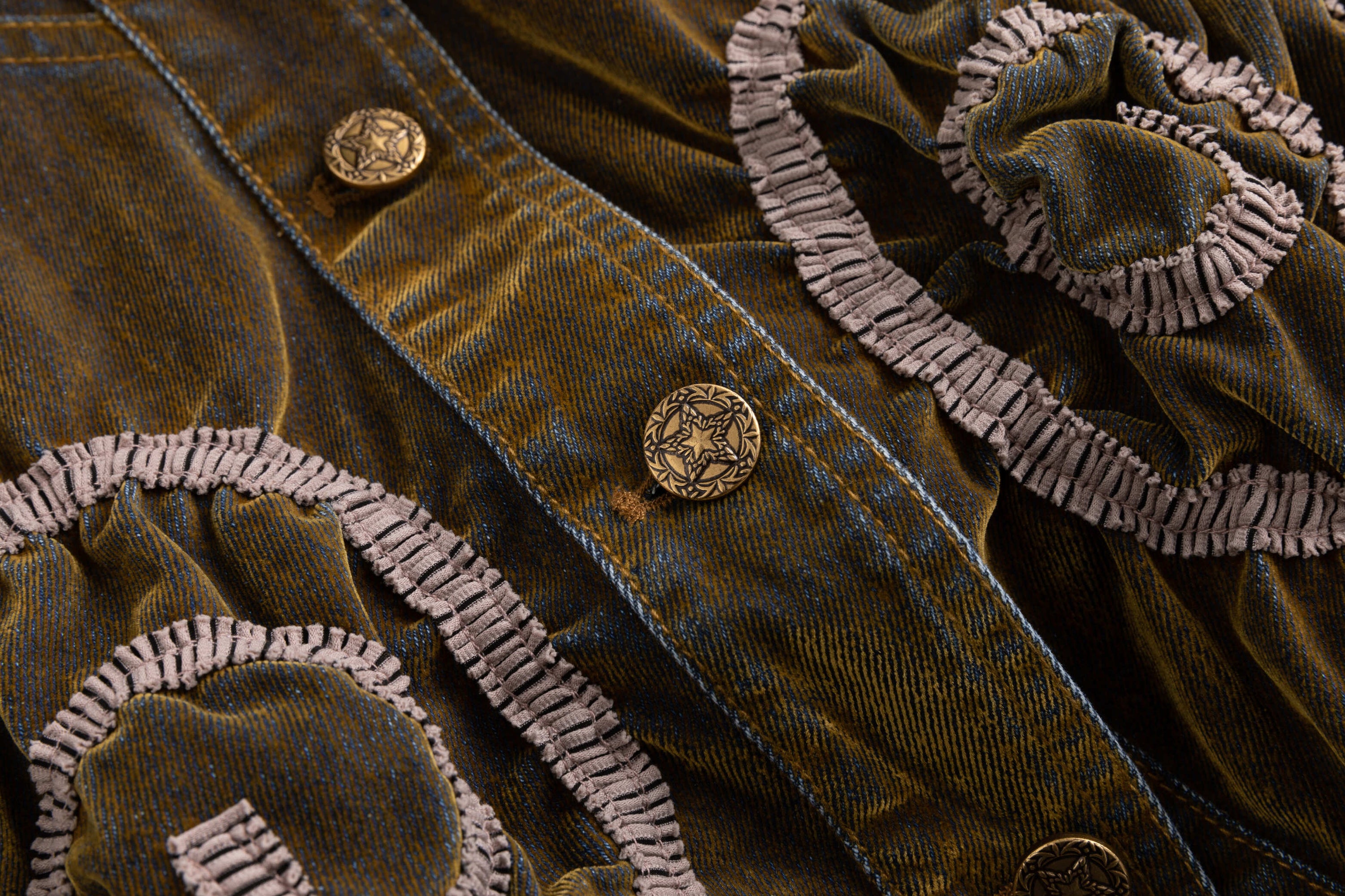 Gold Swirl Velveteen Denim Jacket
