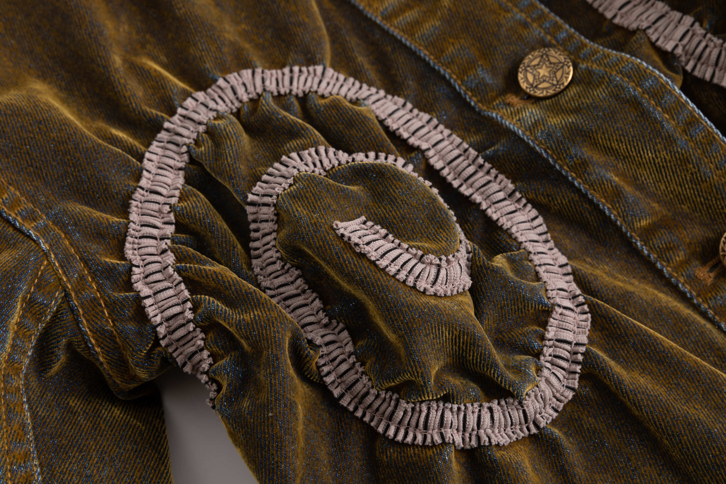 Gold Swirl Velveteen Denim Jacket