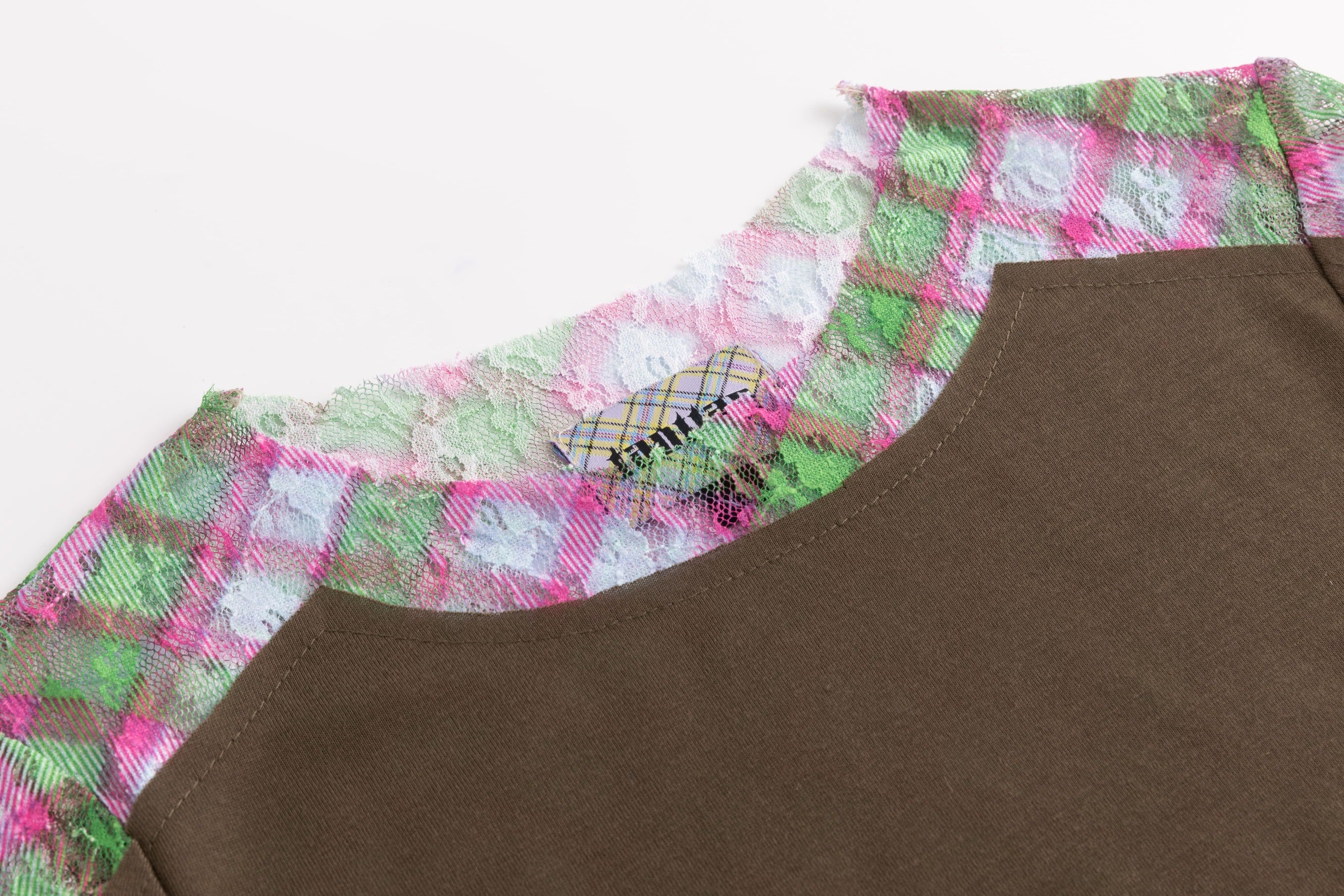 Jester Lace Plaid Patchwork Long-Sleeve Top