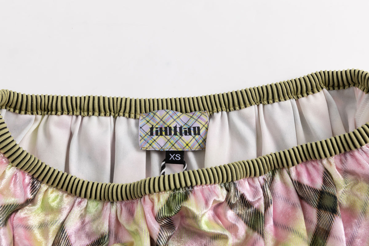 Aura Plaid Glossy Velvet Bandeau Top