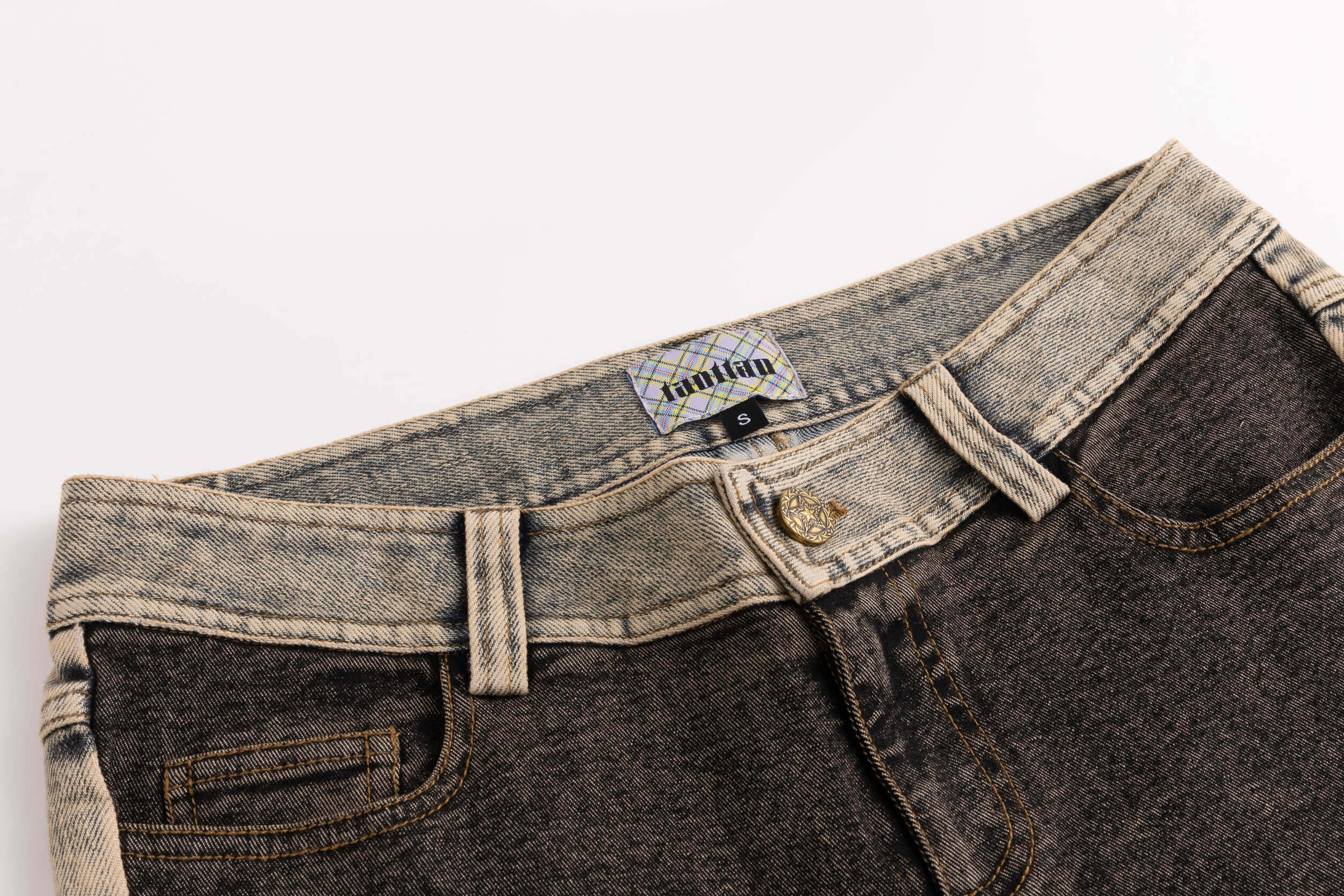 Black Blue Washout Stretch Denim Flared Jeans