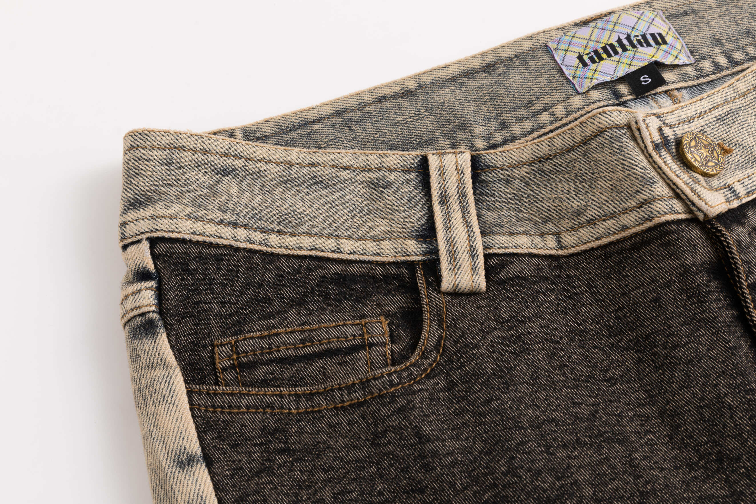 Black Blue Washout Stretch Denim Flared Jeans