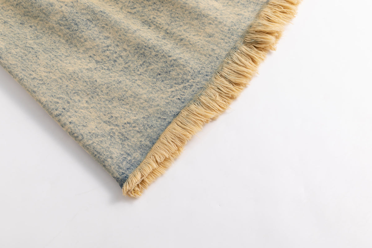 Aura Plaid Washout Blue Denim Skirt