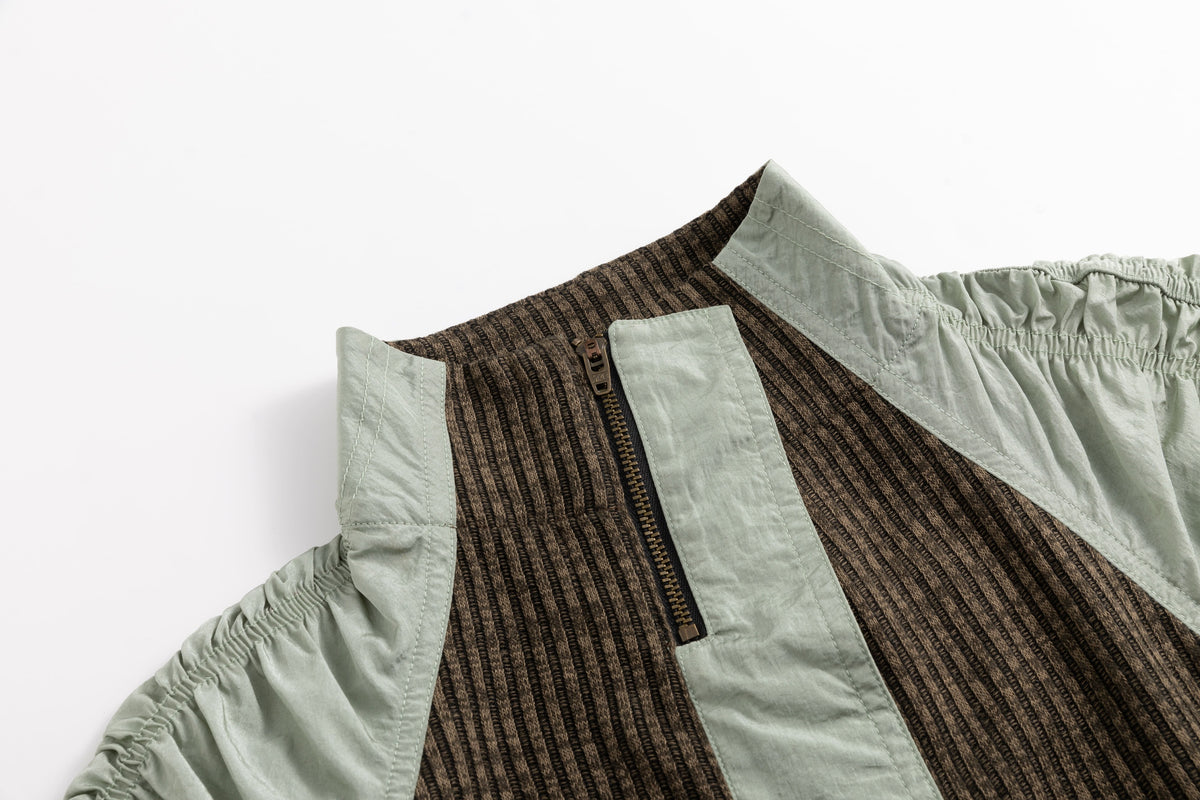 Jade Brown Taffeta Puff Short-Sleeve Shirt