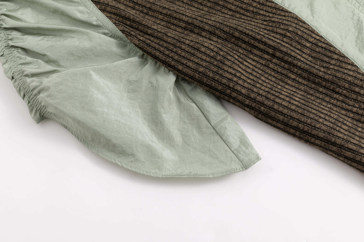 Jade Brown Taffeta Puff Short-Sleeve Shirt