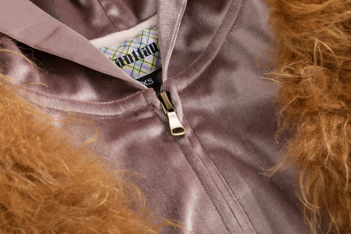 Purple Butter Velvet Faux Fur Tracksuit