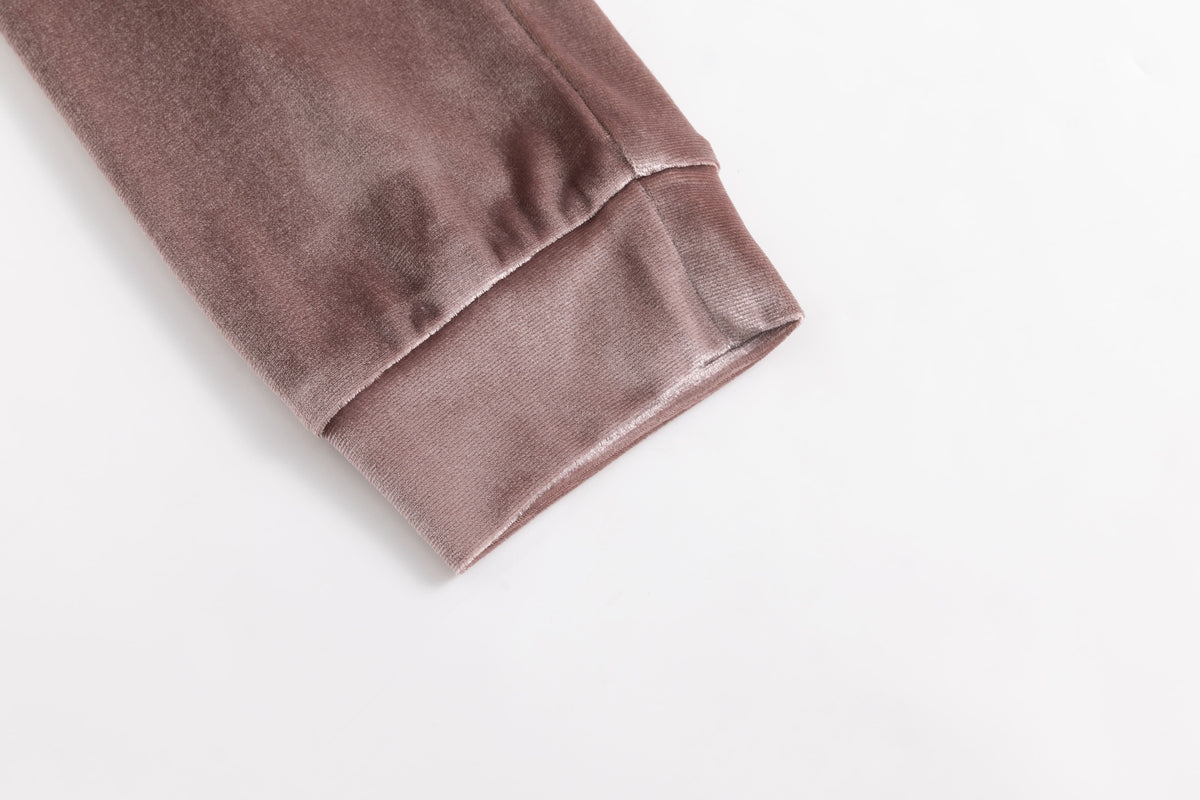 Purple Butter Velvet Faux Fur Tracksuit