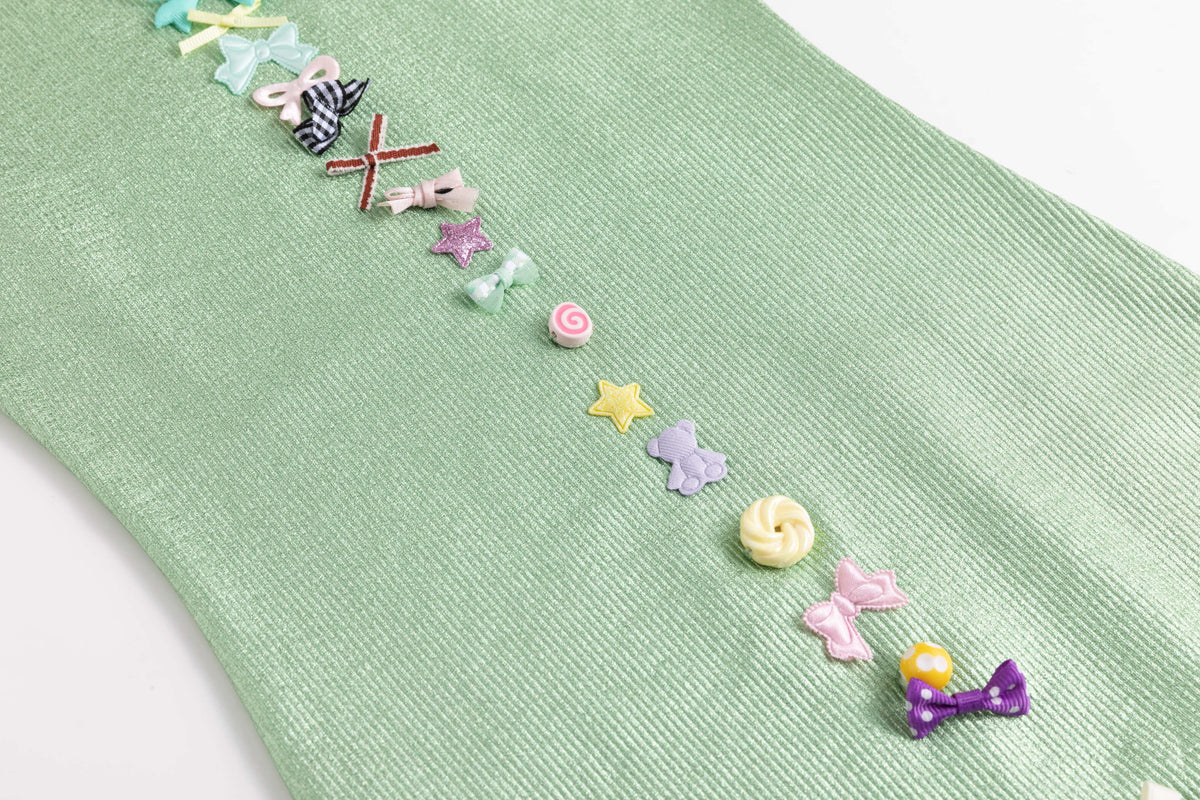 Glossy Grass Coated Rib Vest Mini Bows Dress