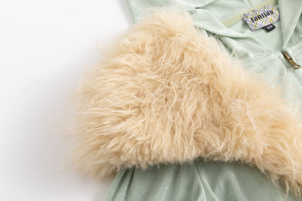 Jade Glossy Jersey Faux Fur Tracksuit