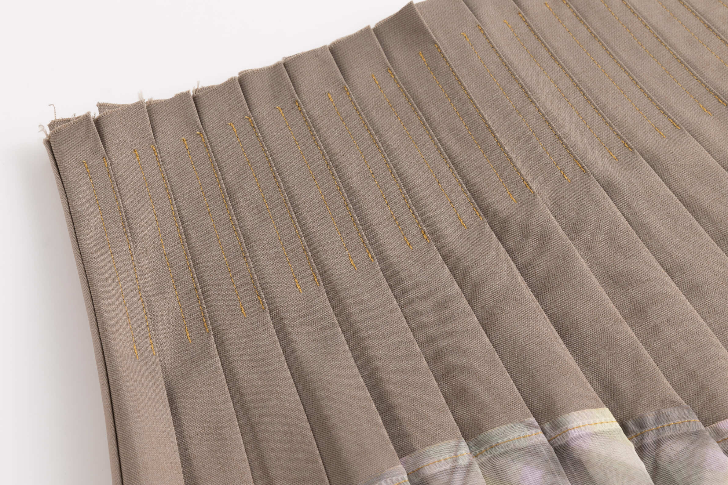 Asymmetrical organza pleated skirt Porcelain