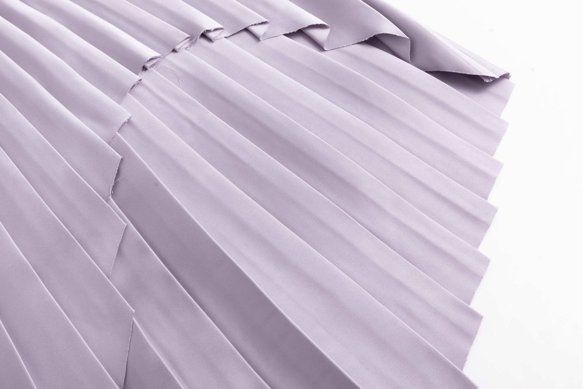 Lizard Lavender Satin Rib-Waistband Pleated Skirt