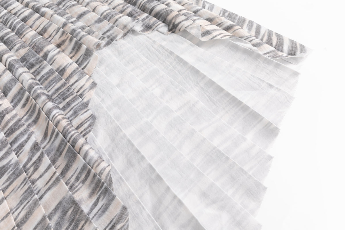 Lizard Zebra Satin Rib-Waistband Pleated Skirt