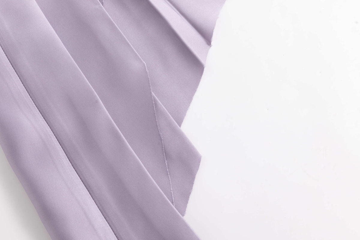 Lizard Lavender Satin Rib-Waistband Pleated Skirt