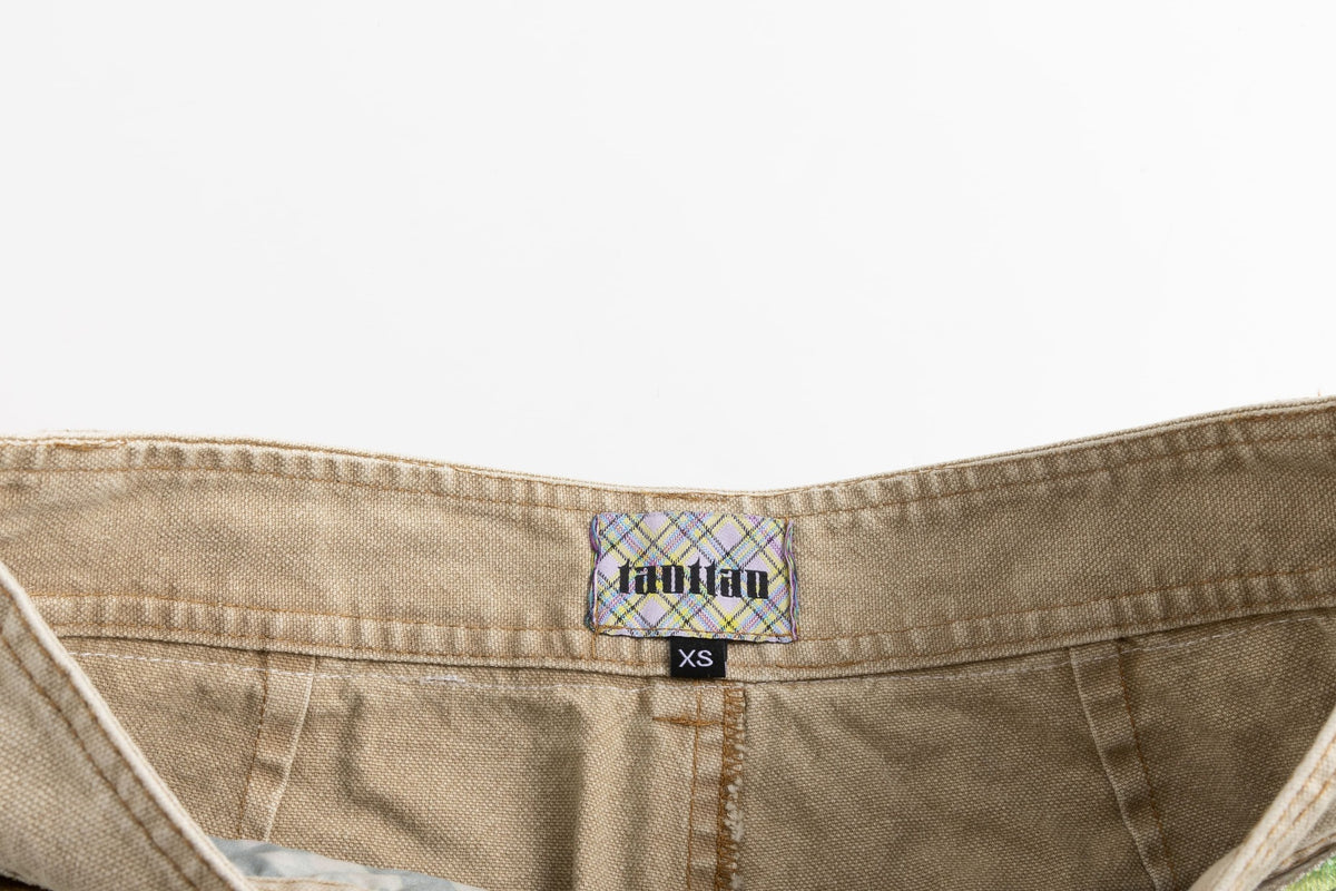 Khaki Lollipop Denim Velvet Patchwork Pants