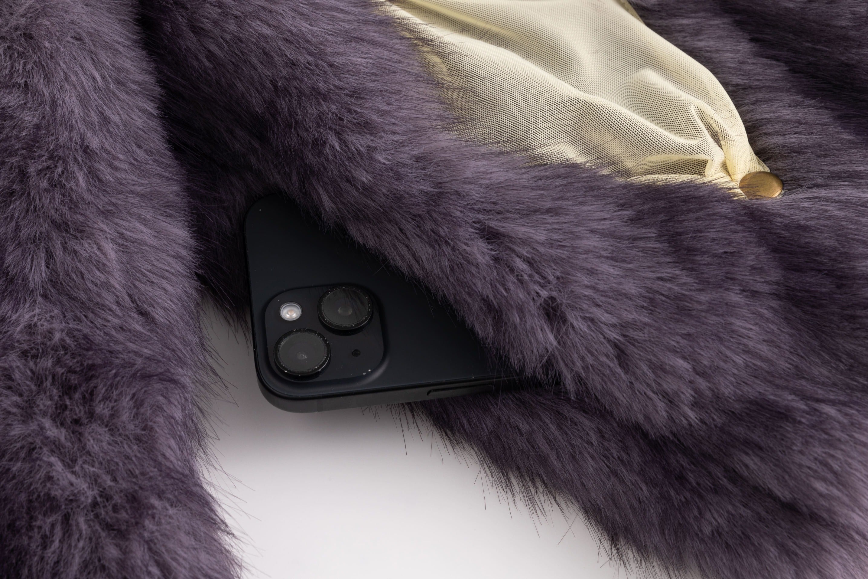 Lavender Faux Fur Diamond Patch Coat