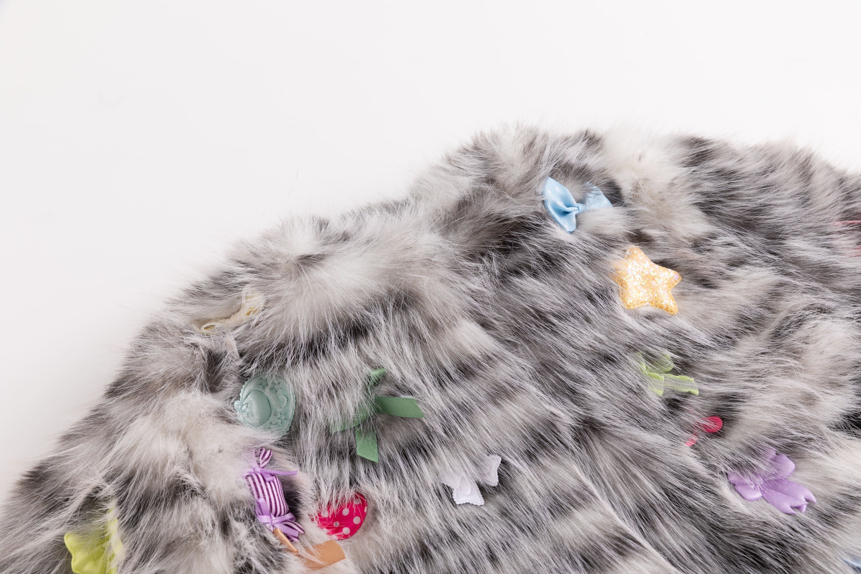 Sprinkle Cake Faux Fur Coat Gray Tiger