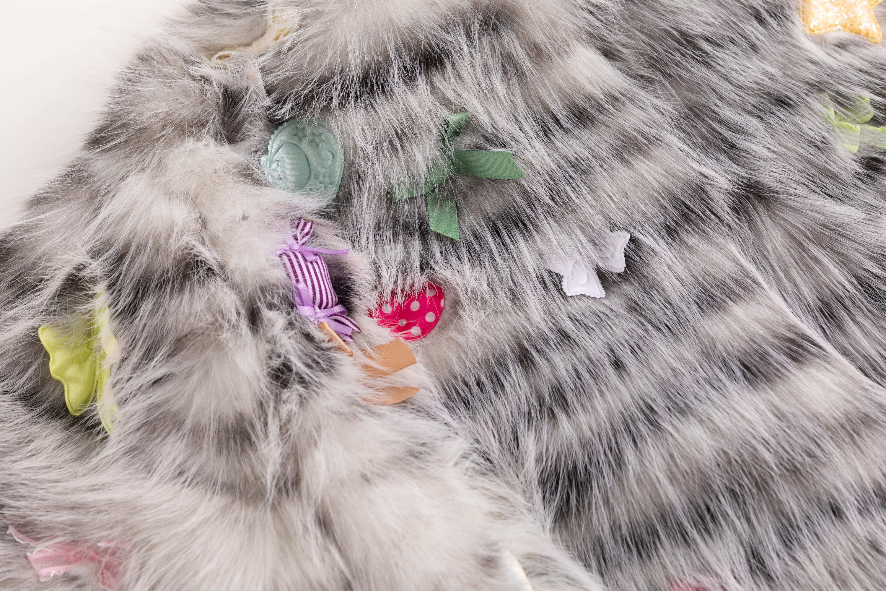 Sprinkle Cake Faux Fur Coat Gray Tiger