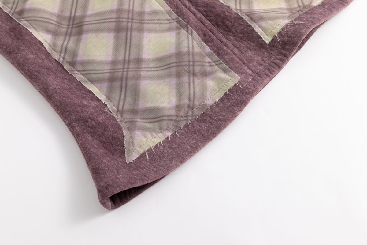 Purple Porcelain Suede Organza Patchwork Skirt
