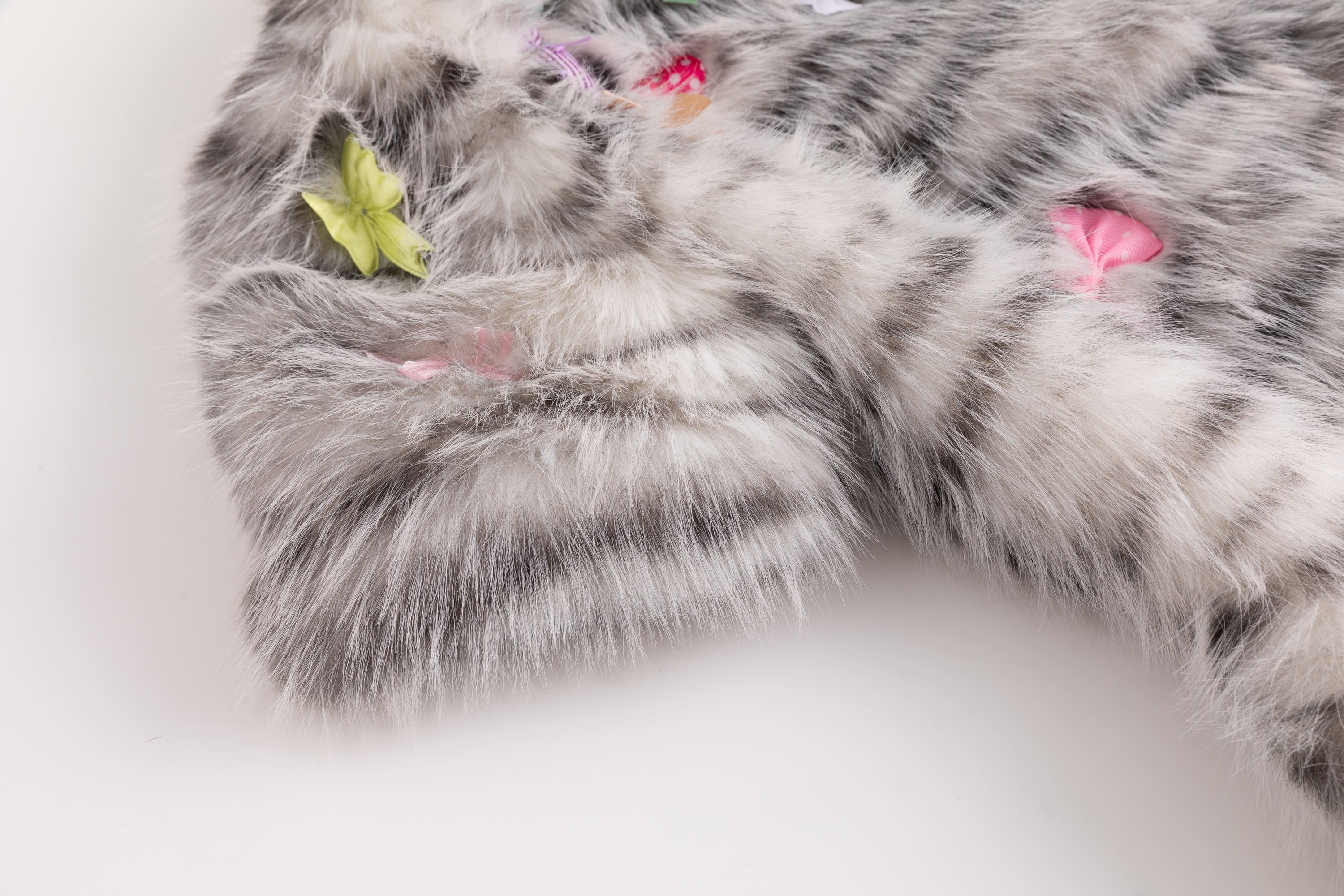 Sprinkle Cake Faux Fur Coat Gray Tiger