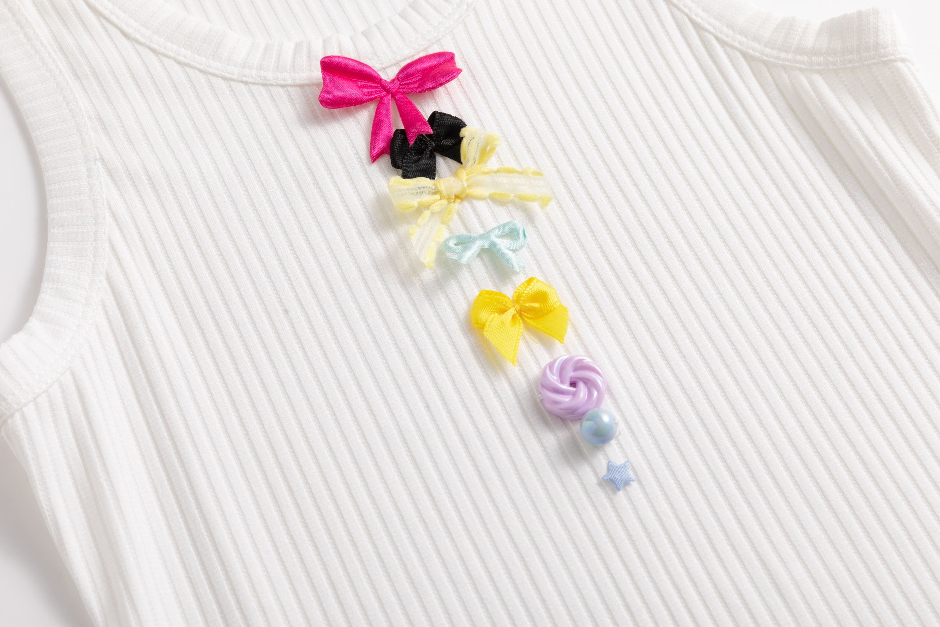Ivory Rib Vest Mini Bows Dress Carnival
