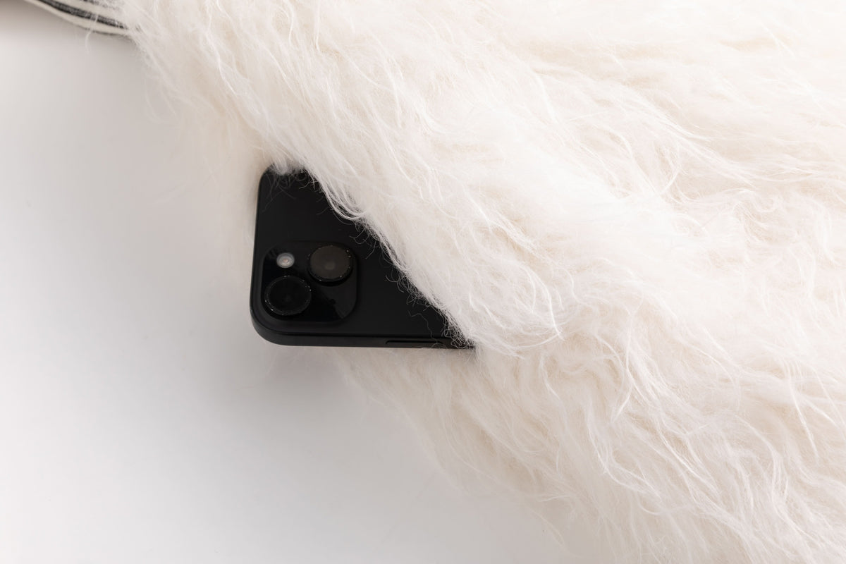 Ivory Rib Trim Faux Fur Coat
