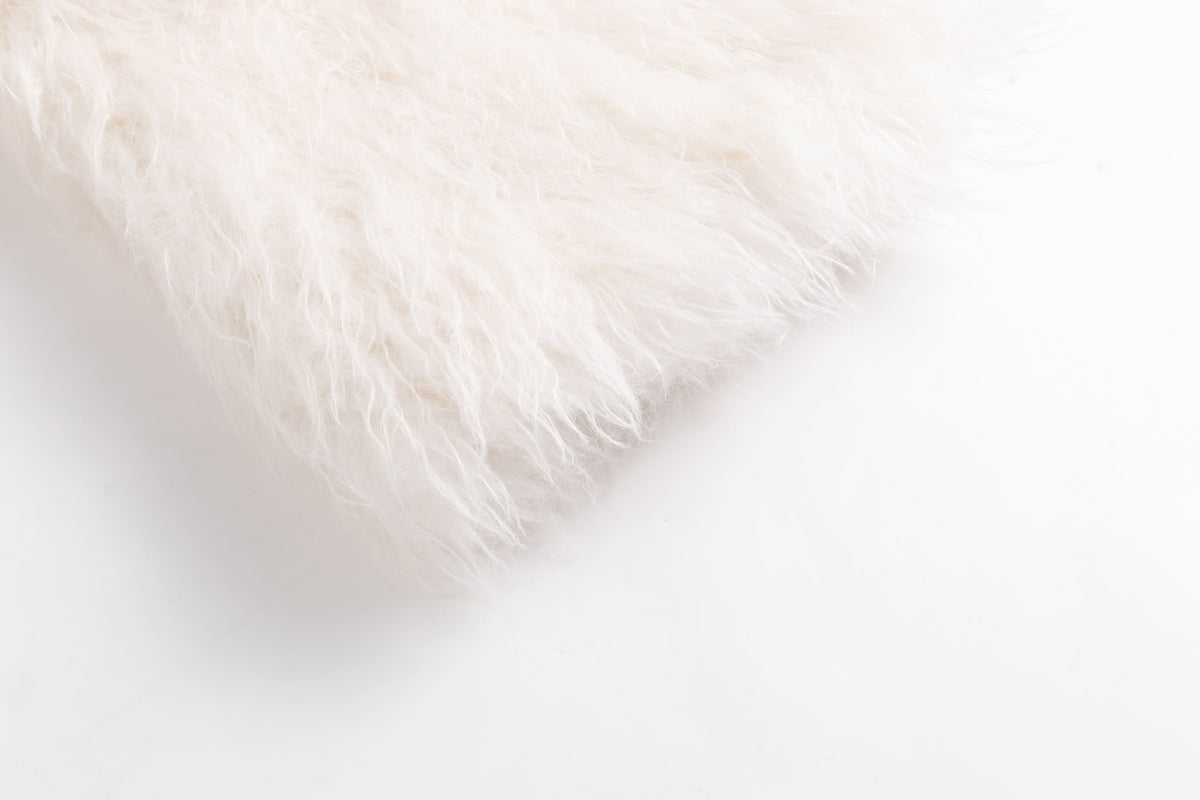 Ivory Rib Trim Faux Fur Coat