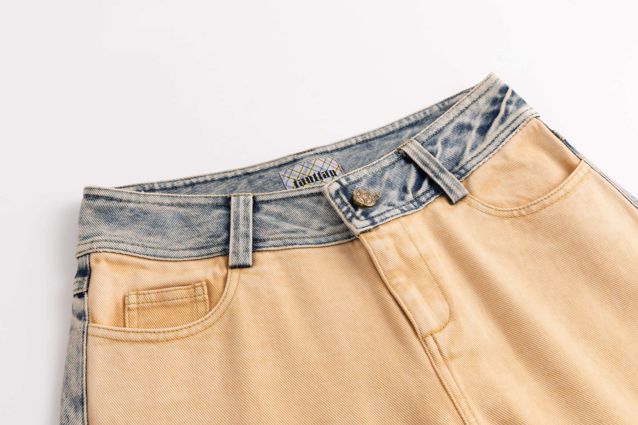 Yellow Blue Washout Swirl Jeans