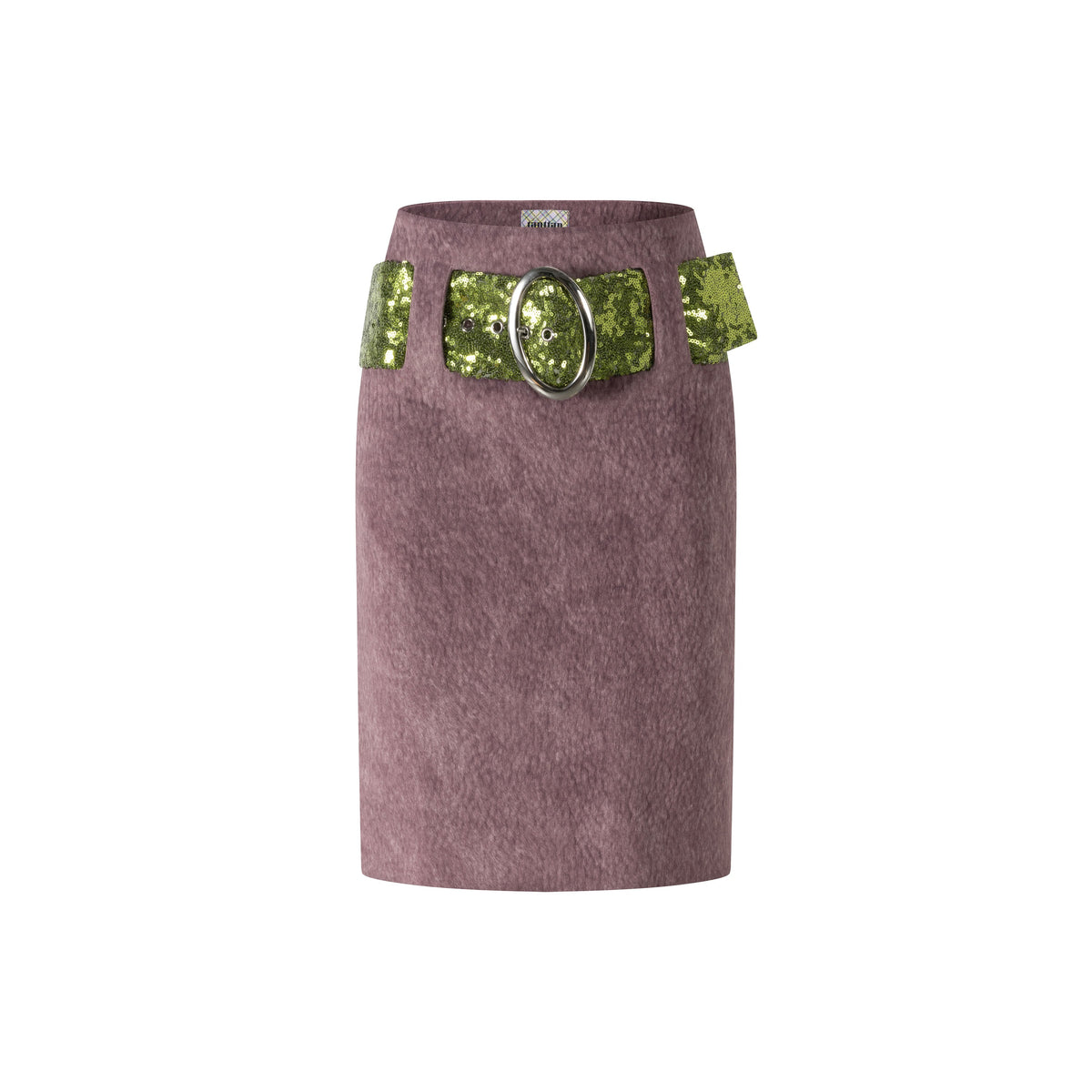 Purple Suede Sequins Belted Wrap Skirt