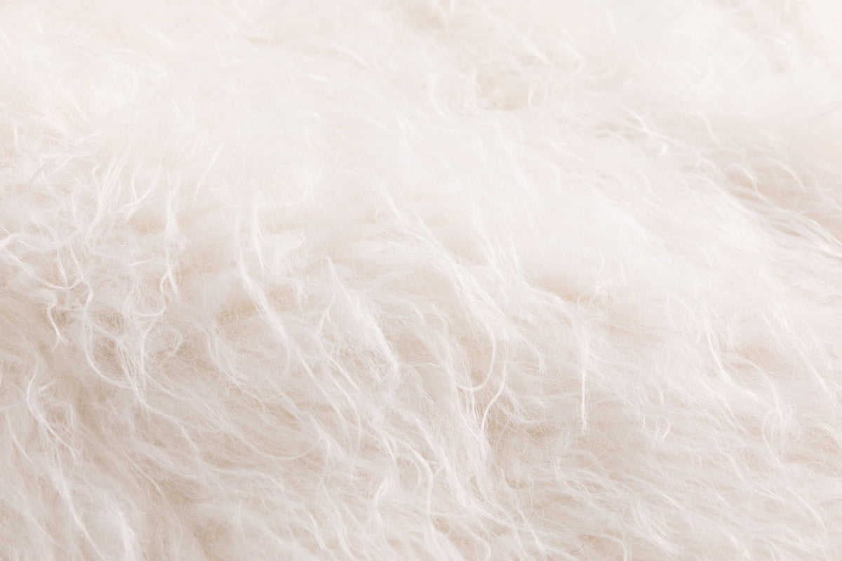 Ivory Rib Trim Faux Fur Coat