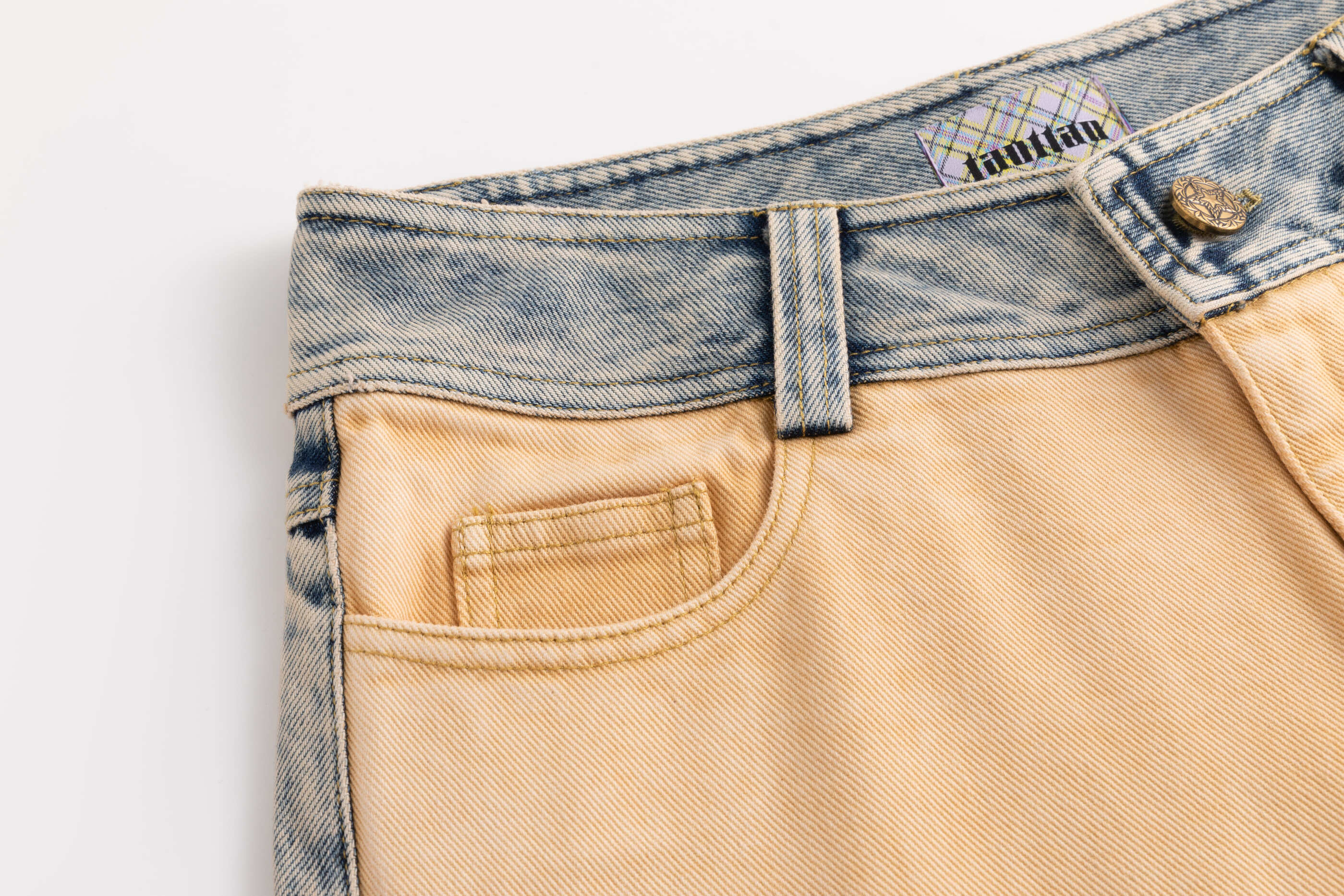 Yellow Blue Washout Swirl Jeans