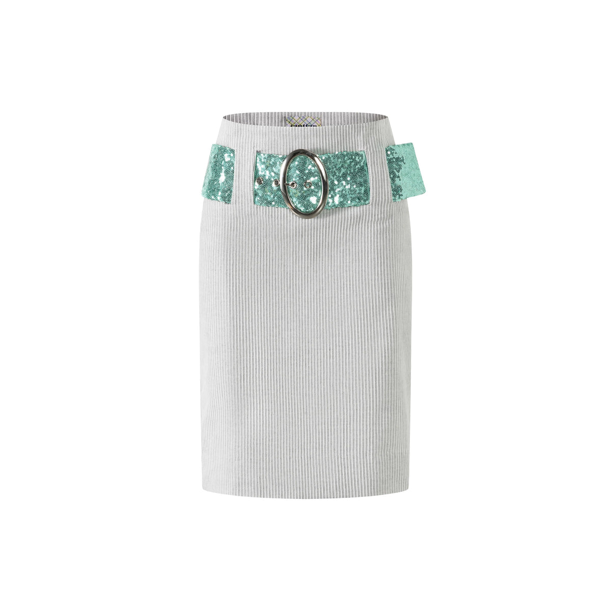White Corduroy Belted Wrap Skirt