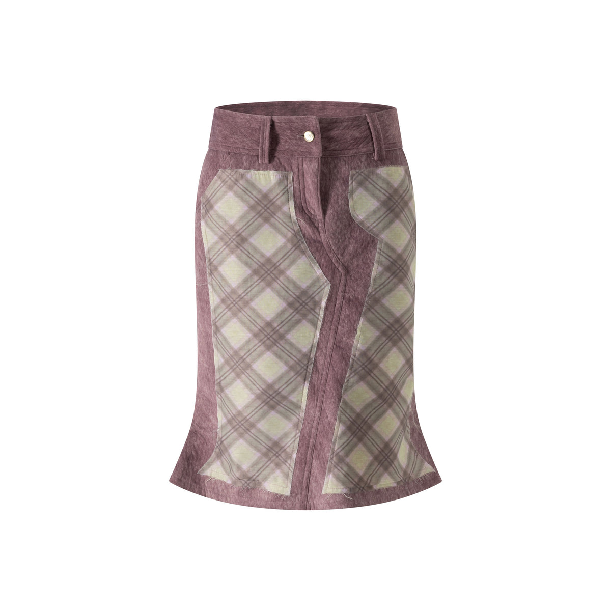 Purple Porcelain Suede Organza Patchwork Skirt