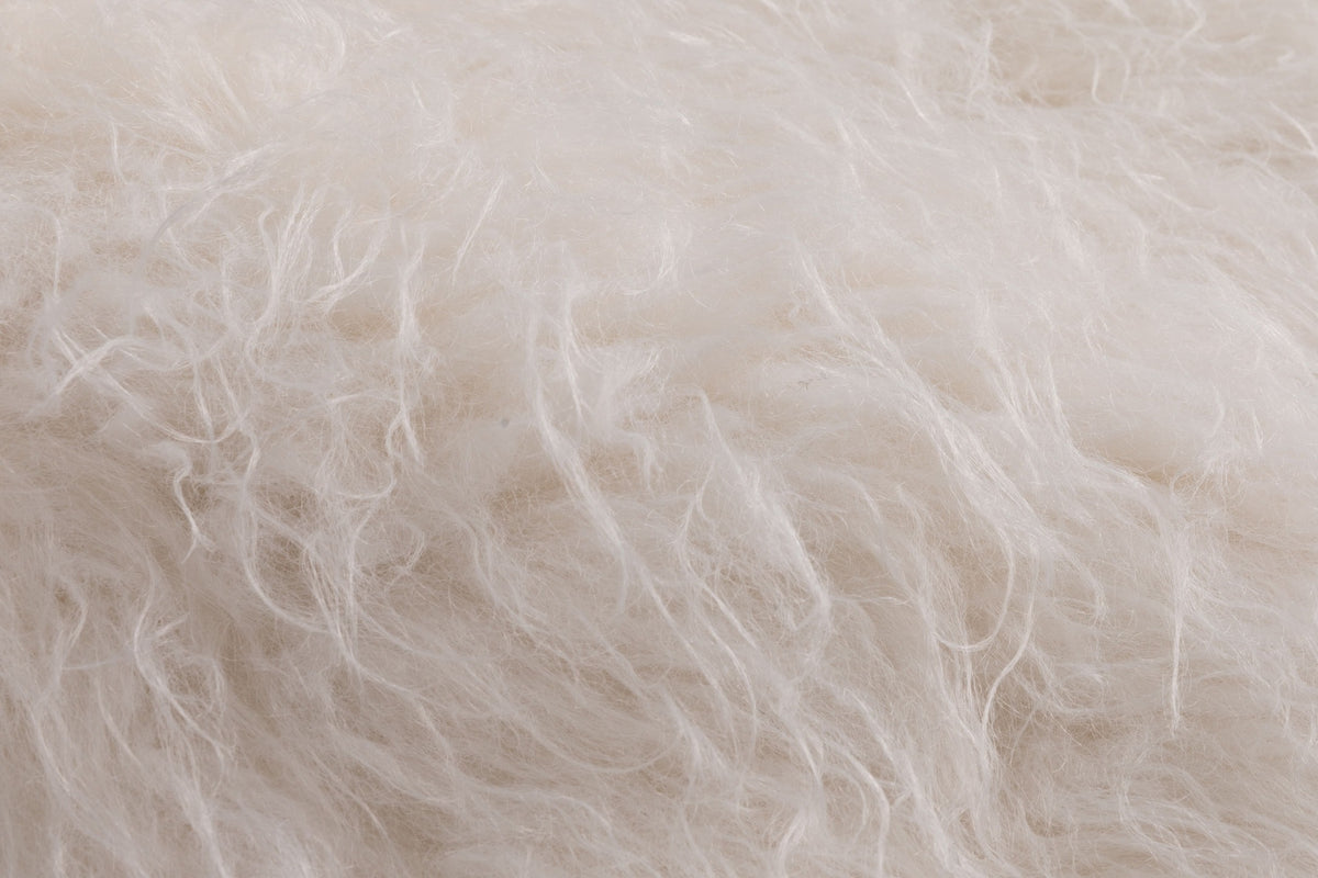 Ivory Rib Trim Faux Fur Coat