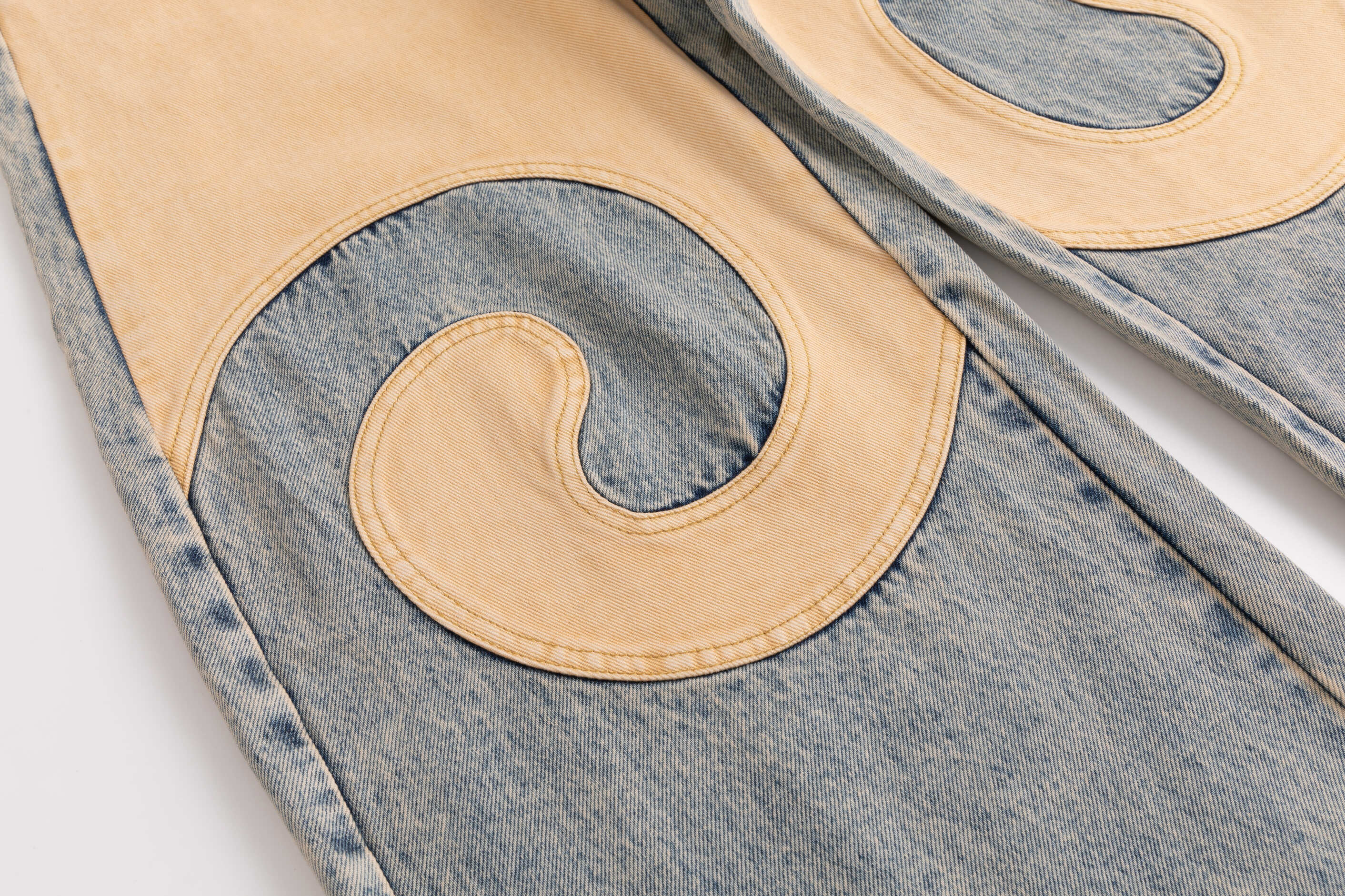 Yellow Blue Washout Swirl Jeans