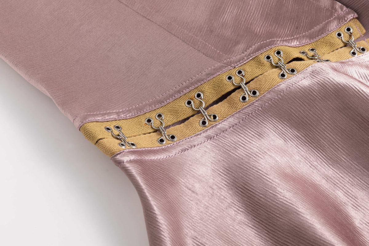 Pastel Pink Wavy Satin Skirt Halter Top