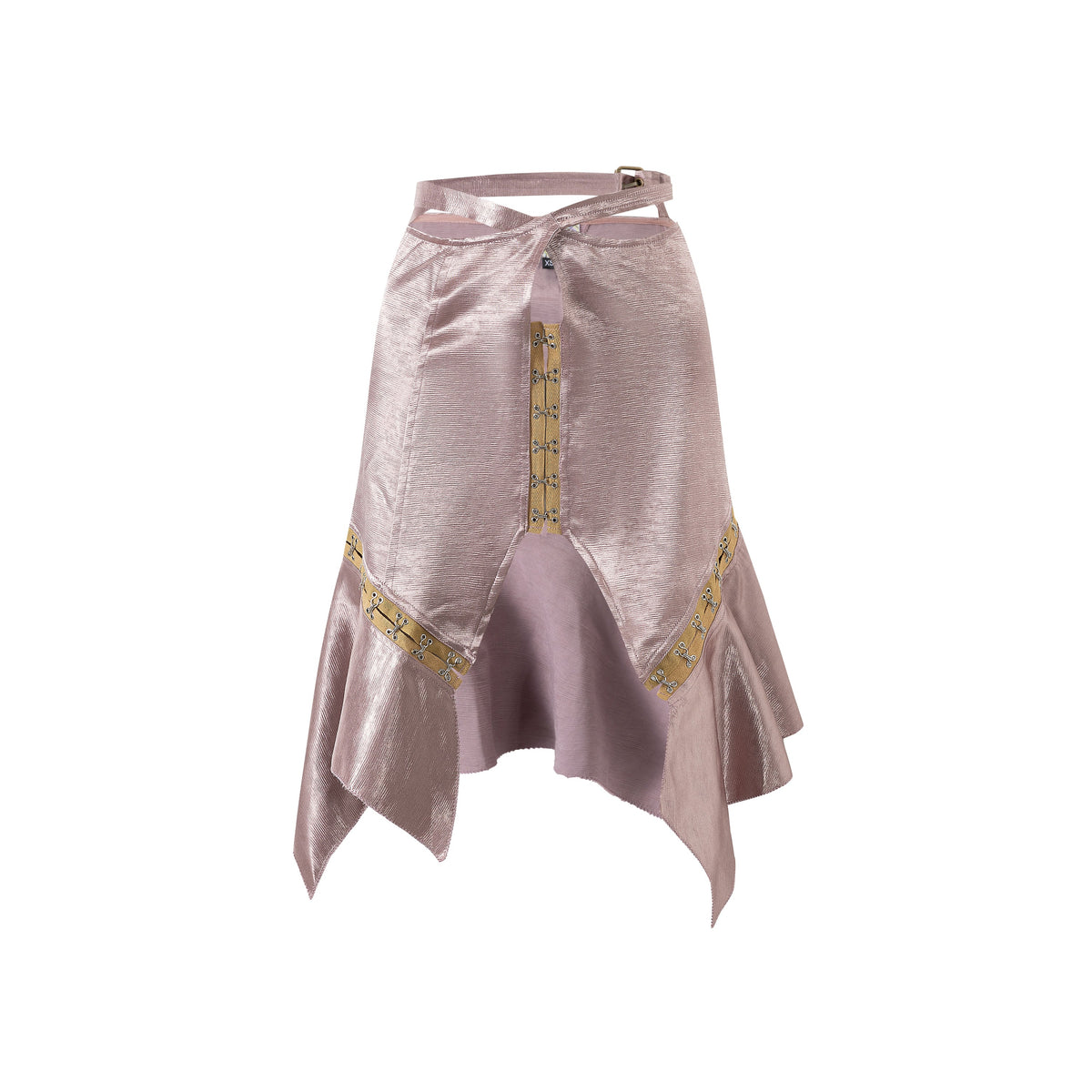 Pastel Pink Wavy Satin Skirt Halter Top